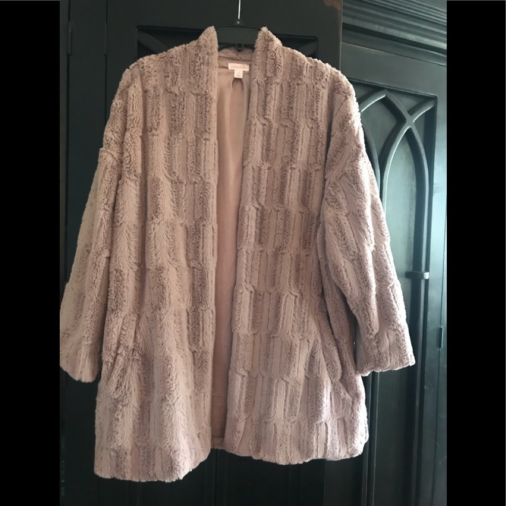 Faux fur jacket coat  blush exhilaration small 4 6